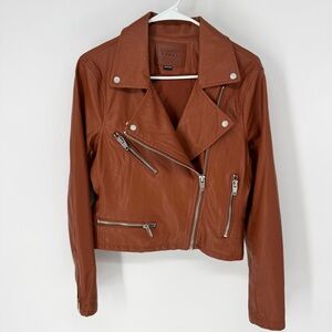 Blank NYC Rust brown vegan Leather layering, moto Jacket medium